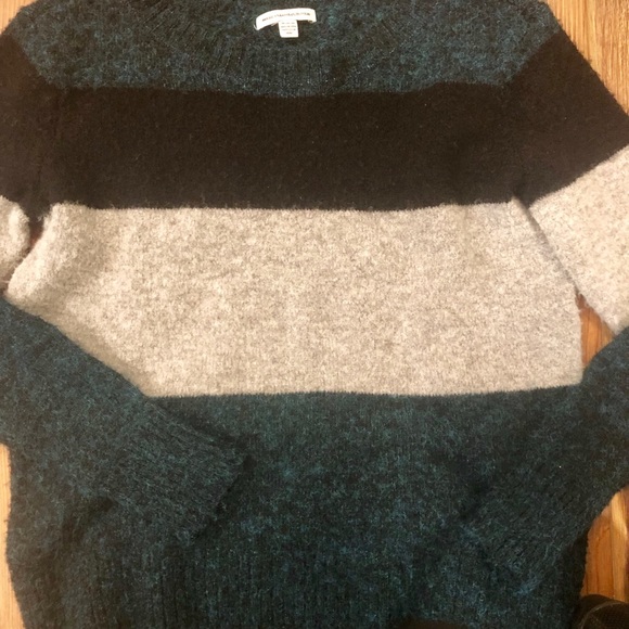 ✨5 for $25✨ American Eagle Green/Black/Gray Striped Sweater - Picture 5 of 8